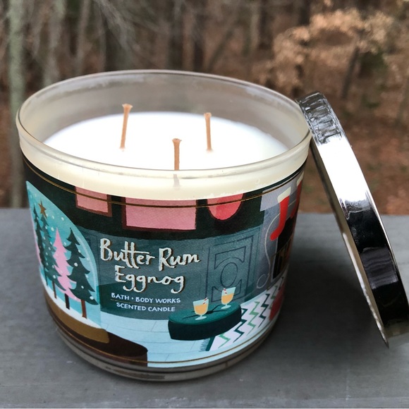 Bath & Body Works 3 Wick Candle BUTTER RUM EGGNOG - Picture 1 of 1